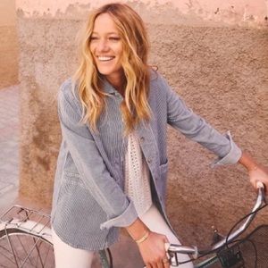 SEZANE WILL JACKET || INDIGO RAILROAD STRIPE || MEDIUM